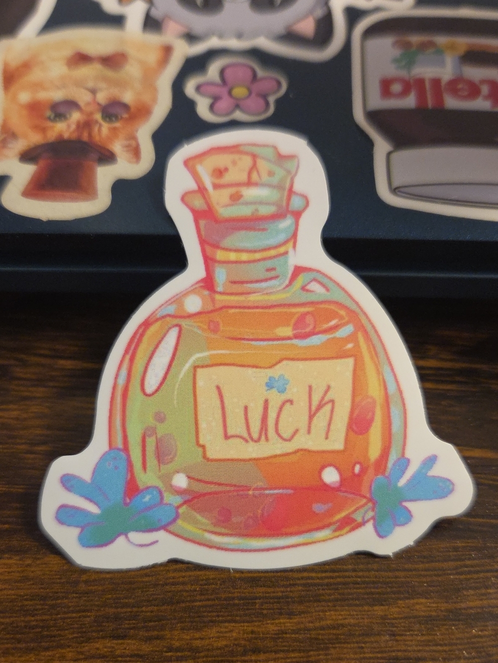 Luck Potion Decorative Sticker — Orange & Pink Accent